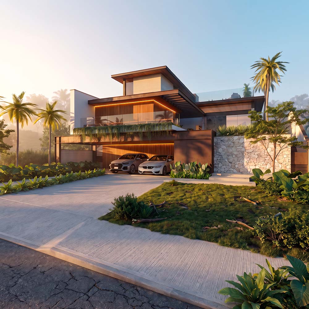 Fachada de projeto residencial de alto padrão da Ruiz & Cáceres